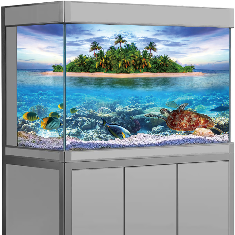 3D Tropical Beach Ocean Island - Aquarium Fish Poster review and price